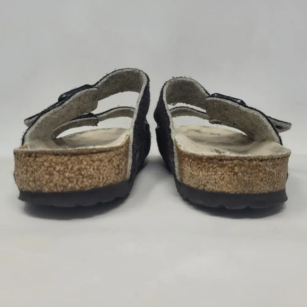Birkenstock‎ Arizona Sandals EU41 US8 Rivet Wool Felt Doubleface Gray Slip On